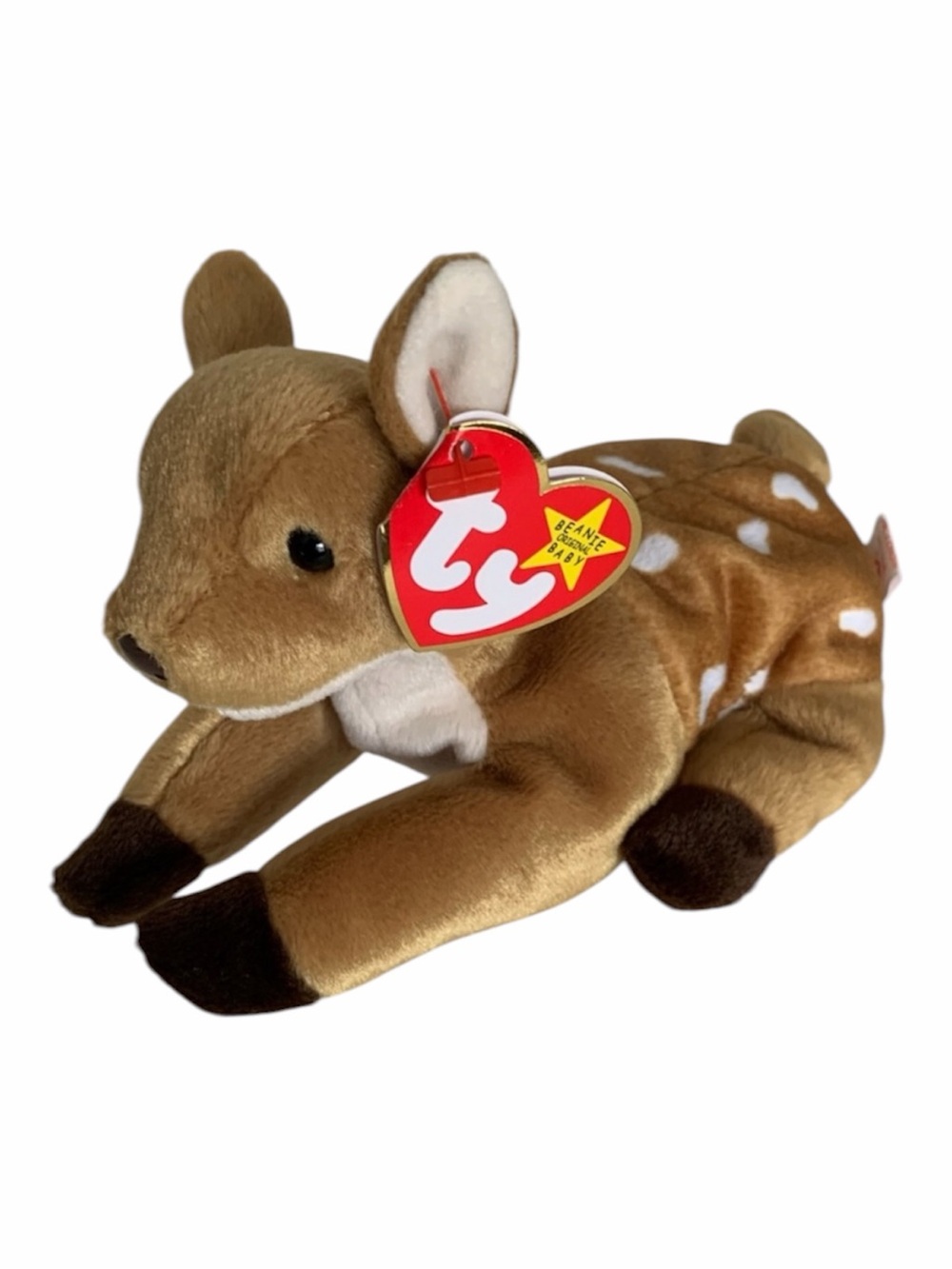 Vintage NWT Beanie Baby Ty Whisper Fawn Deer 1997 Stuffed Animal Tan White